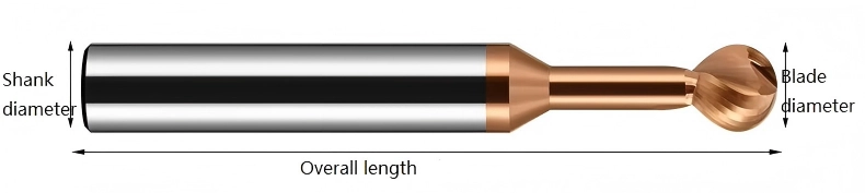 Arched solid carbide end mill dimension reference