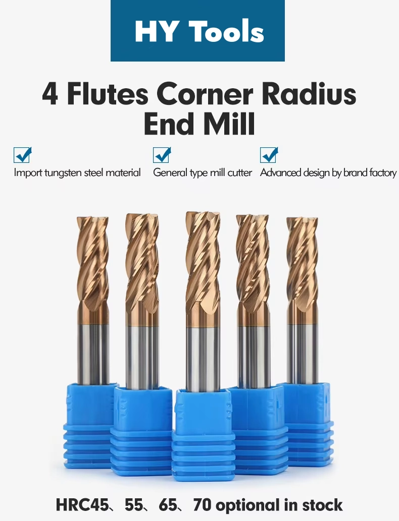 HRC55 4-flute AlTiN-coated solid carbide corner radius end mill details