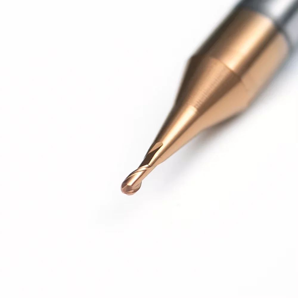 HRC55 two-flute solid carbide micro ball nose end mill with 4 mm shank