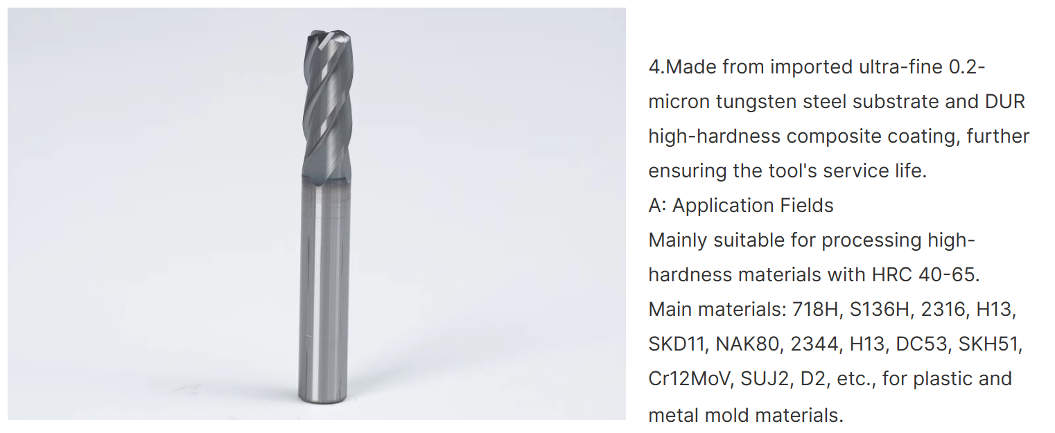 Four-flute corner radius end mill application detail