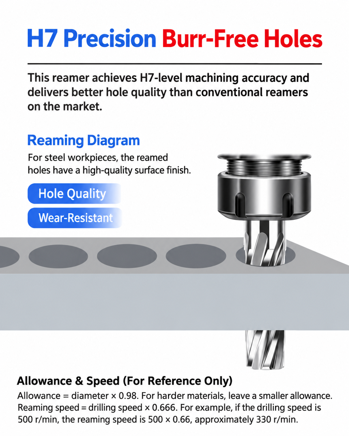 H7 precision tolerance solid carbide reamer for aluminum