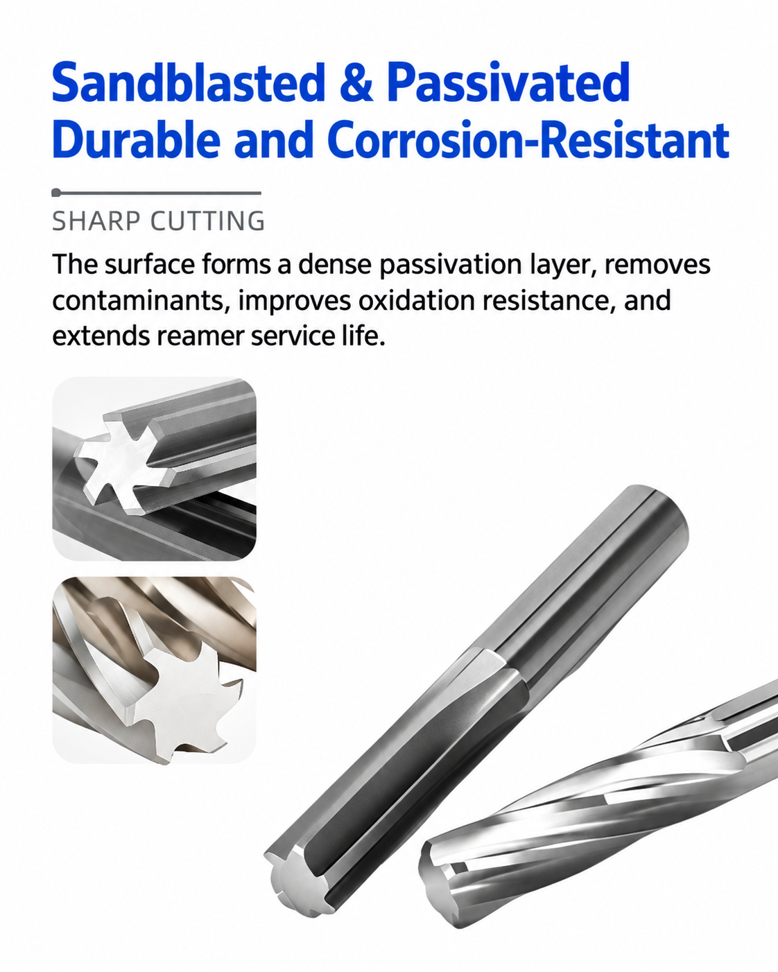 Corrosion resistant design solid carbide reamer for aluminum