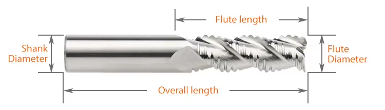 HRC45 solid carbide roughing end mill dimensional drawing