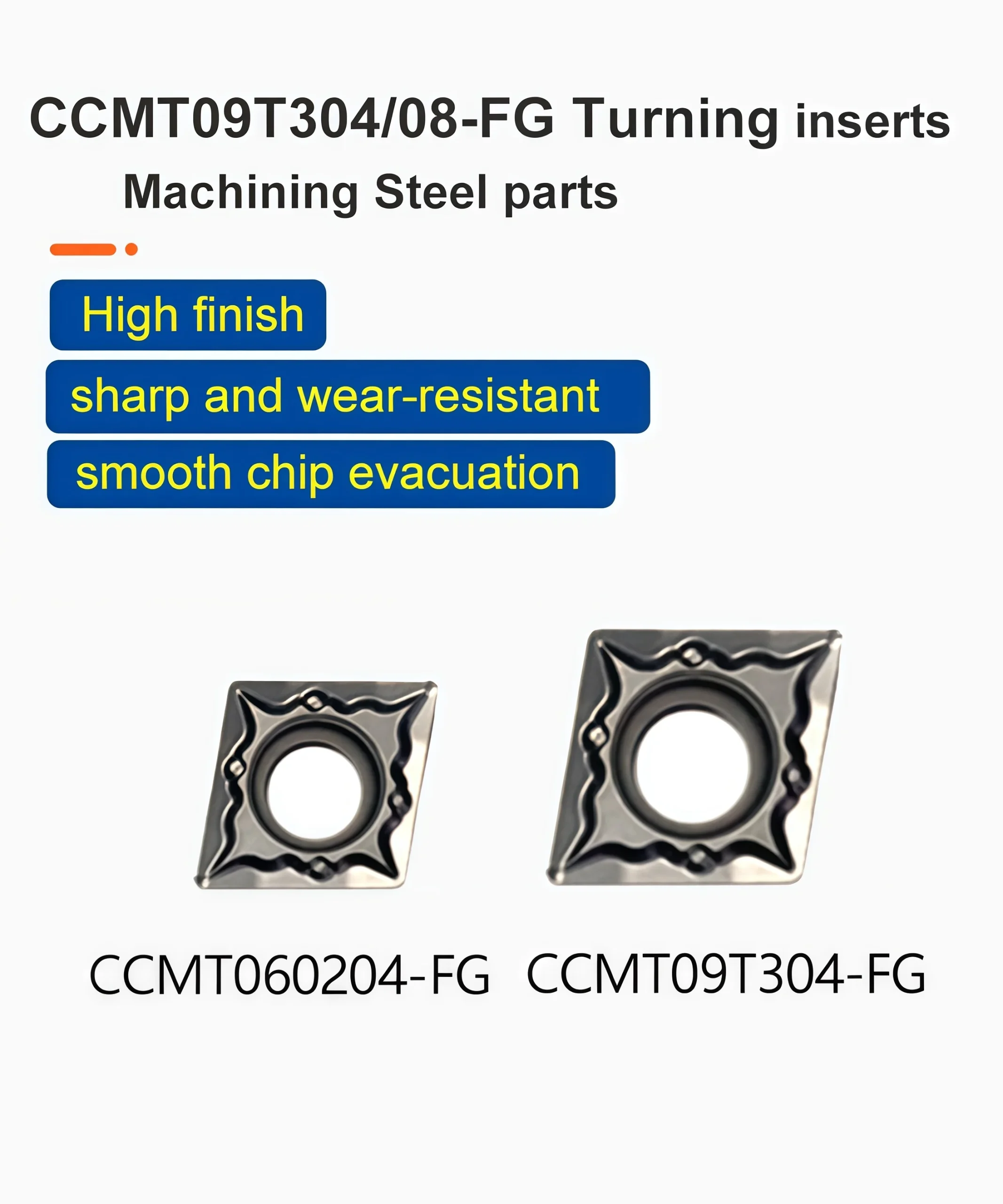 CCMT 09T304/09T308 FG Cermet Turning Inserts for Steel Finishing 3
