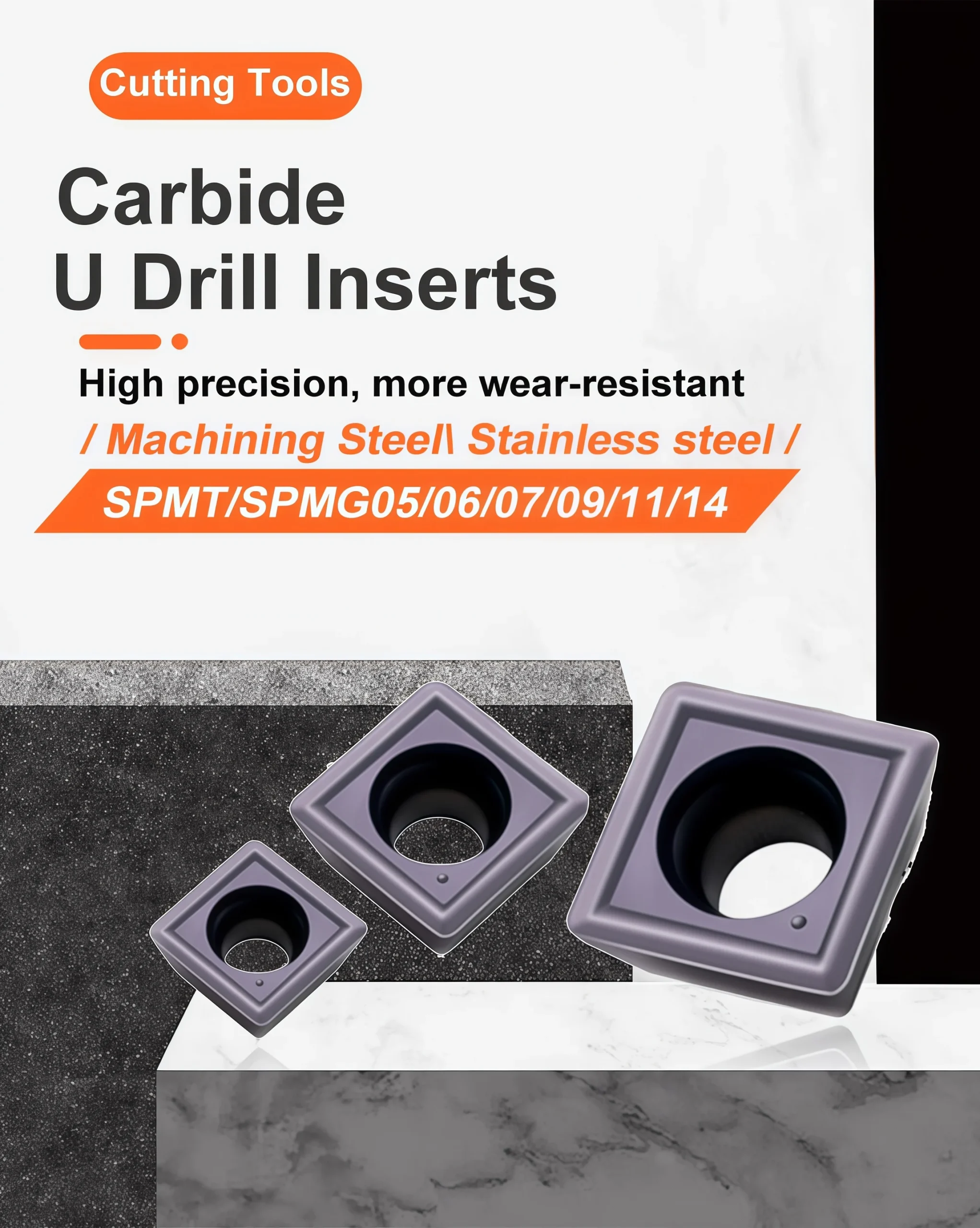 SPMG/SPGT/SPMT Carbide Inserts for Indexable U-Drills 1
