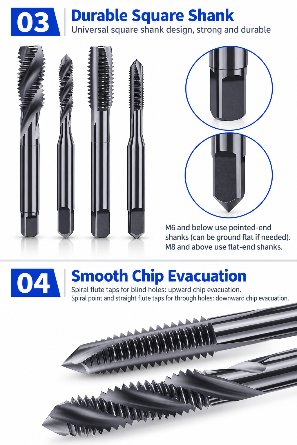 Nitrided HSS Spiral Flute Taps advantages2