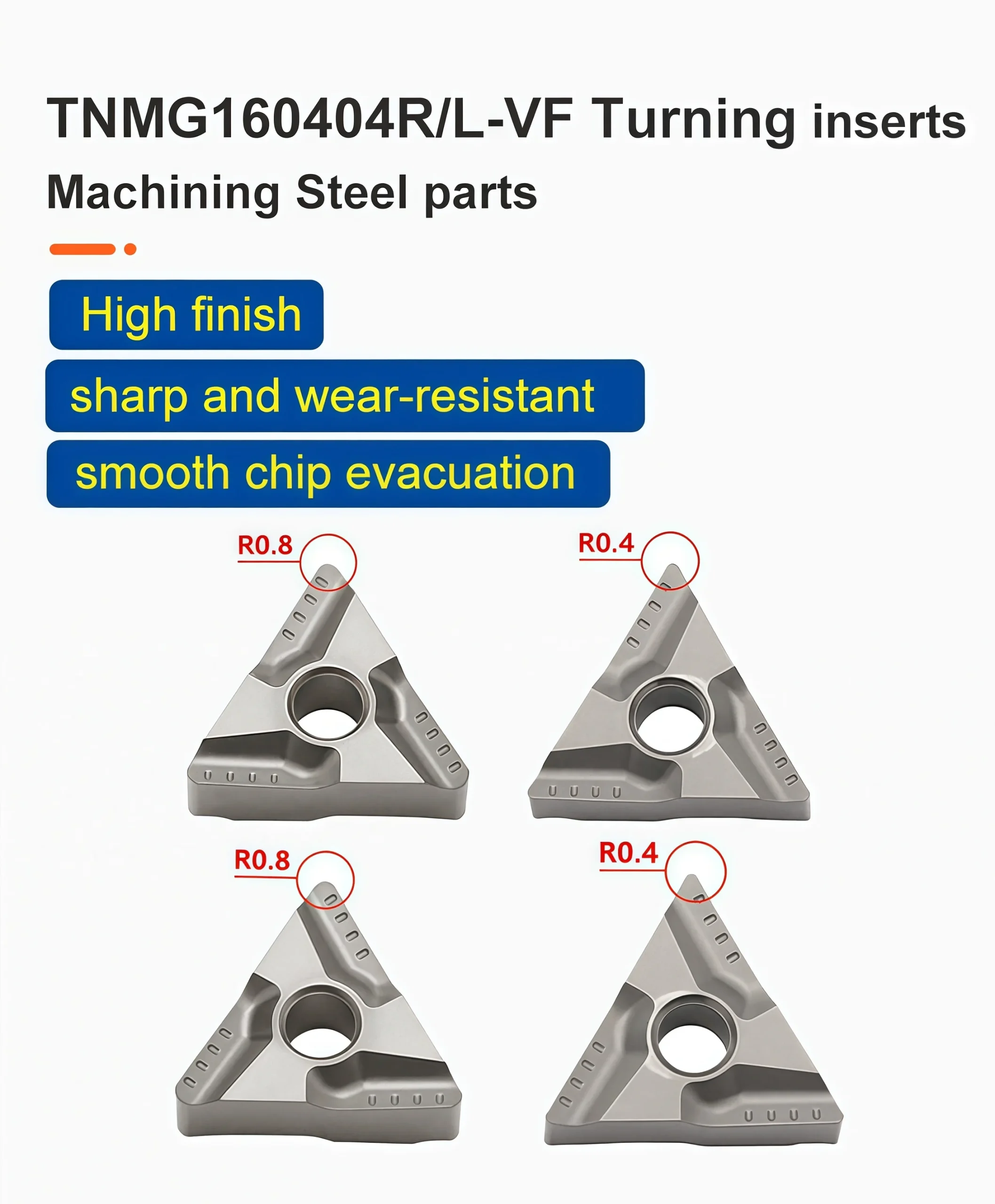 TNMG R and L cermet insert detail image 2
