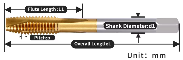 spiral point tap dimension