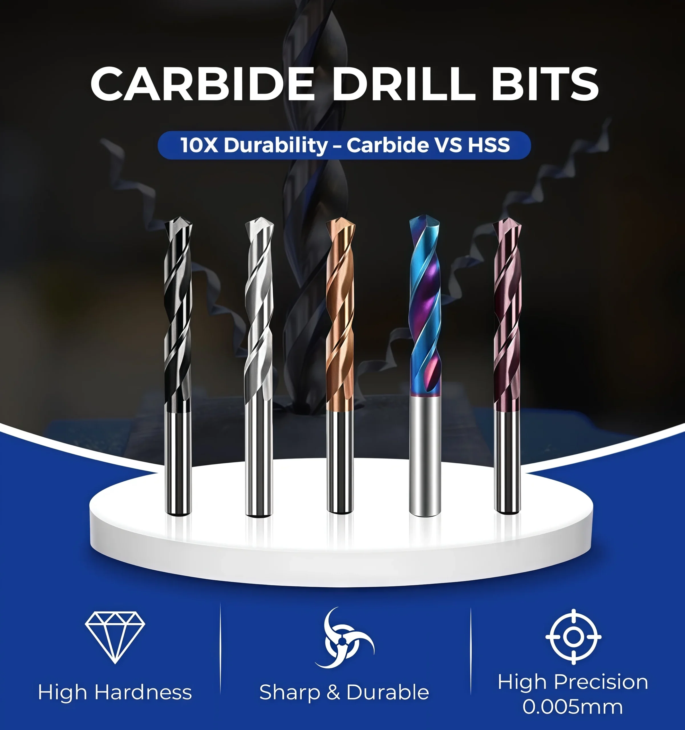 HRC65 internal-cooling twist drill structure