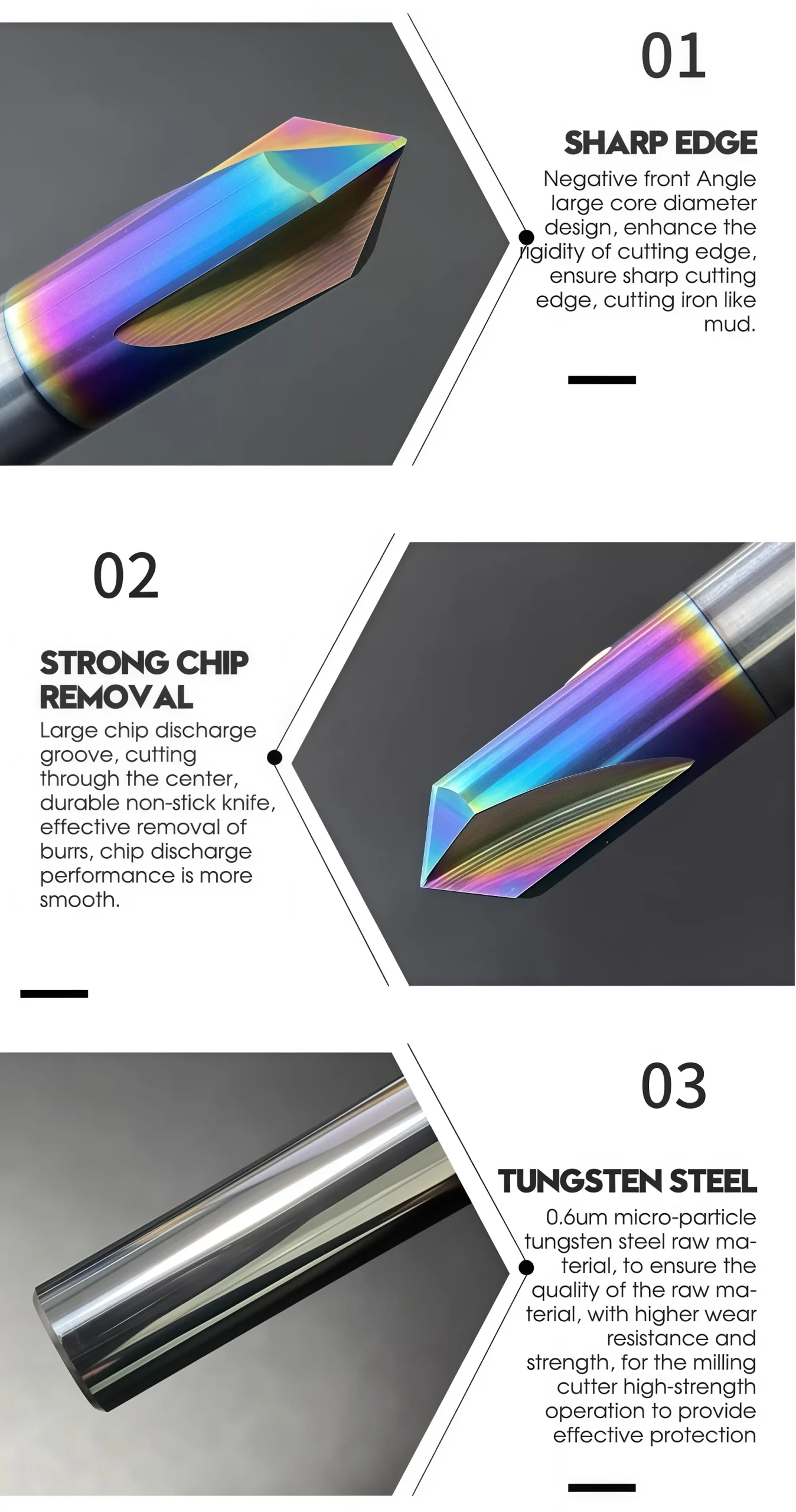 DLC coated carbide V groove chamfer mill for aluminum machining