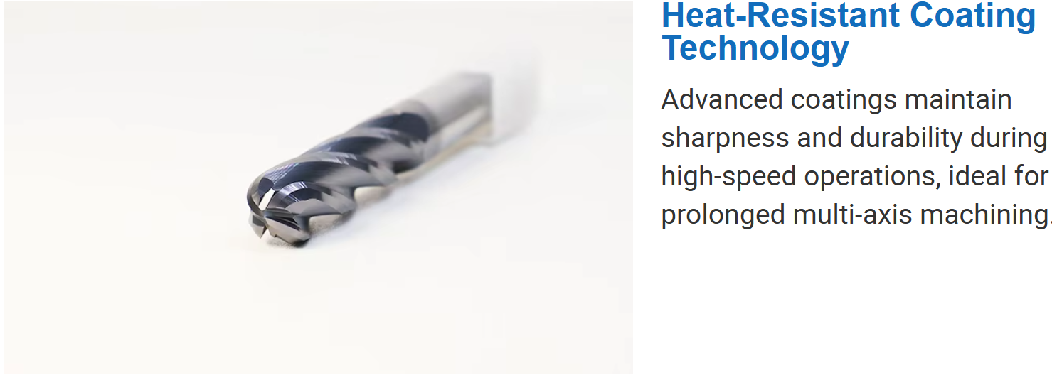 Four-flute ball nose cutting geometry for steel finishing