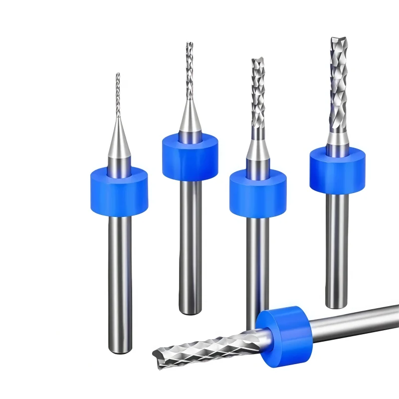 TiN-Coated Solid Carbide Corn-Cut PCB Router Bit Ø0.8–3.175 mm