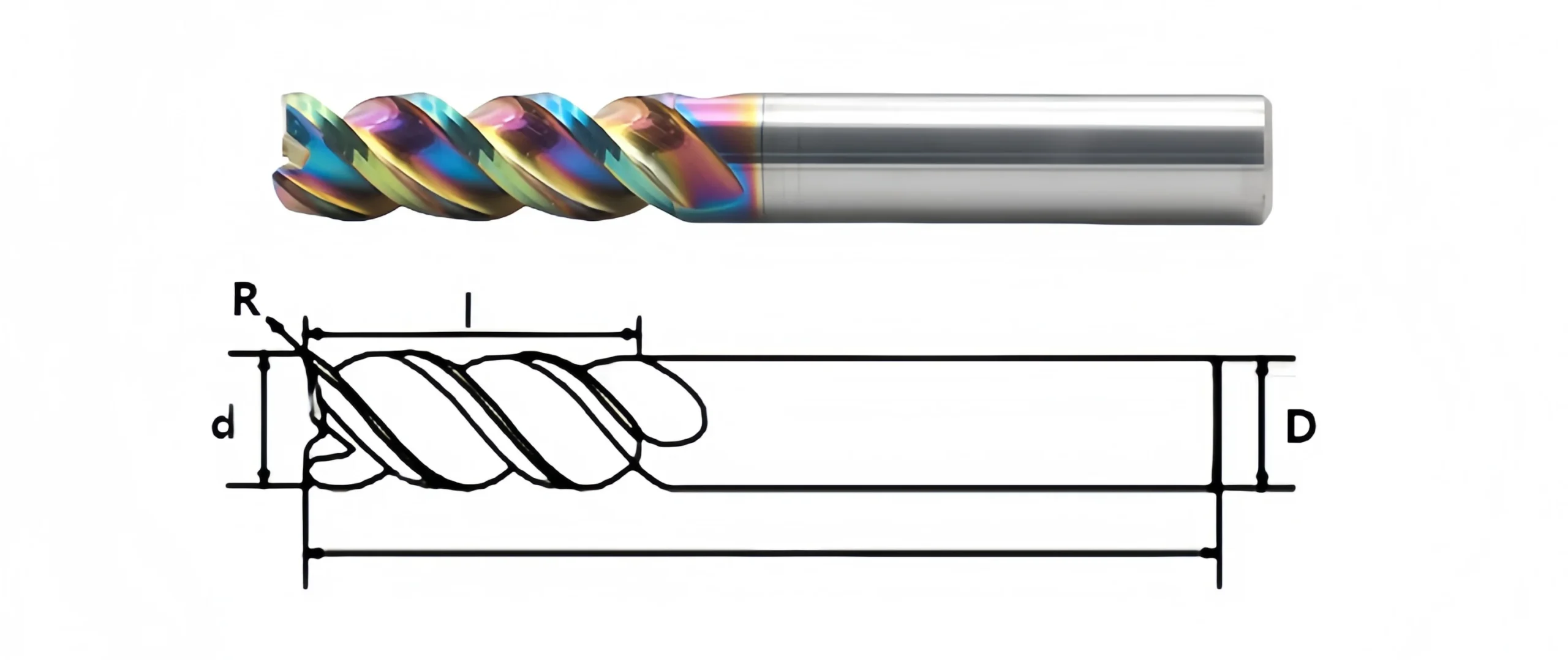 End Mill Suppliers Ultra-high Hardness DLC coated corner radius end mill dimensions