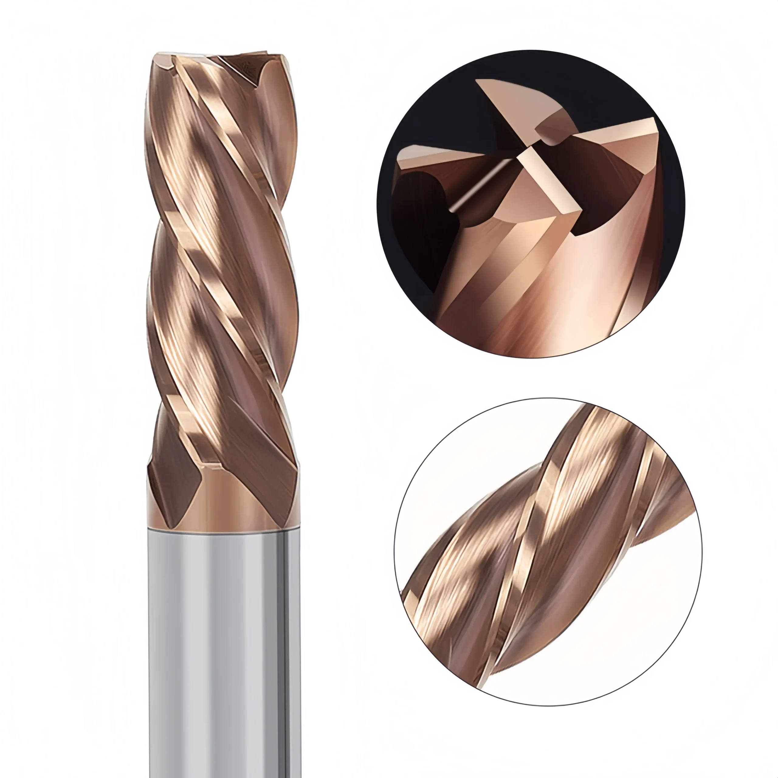 Four-flute geometry of HRC55 inch-size square end mill
