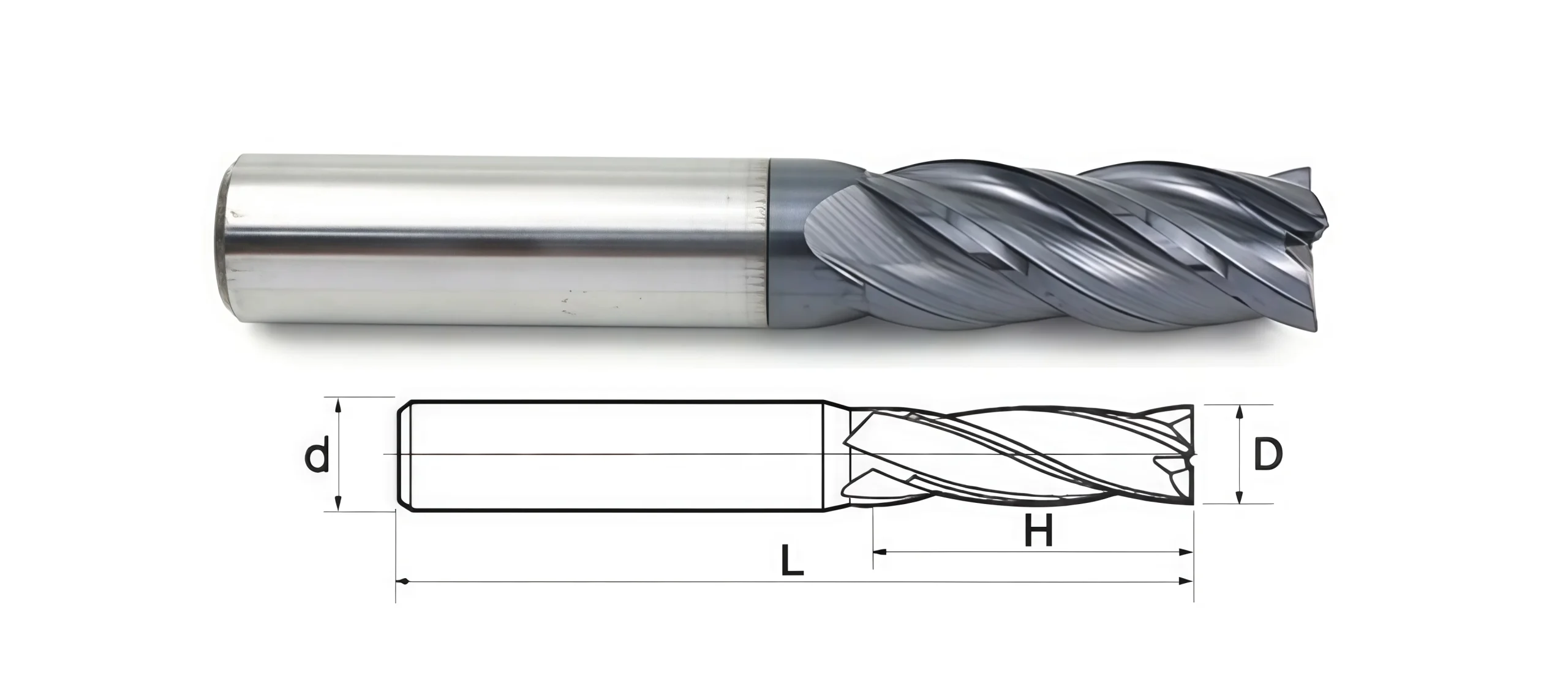 Inch Size Fresas 4 Flutes Flat Inch Milling Cutter 5 副本 1 scaled 1 HRC45 four-flute inch-size solid carbide square end mill series