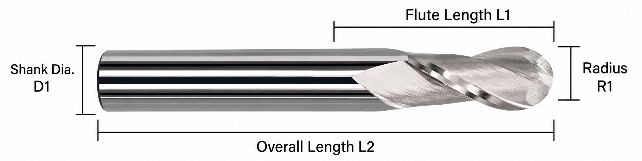 carbide ball nose for aluminum dimension