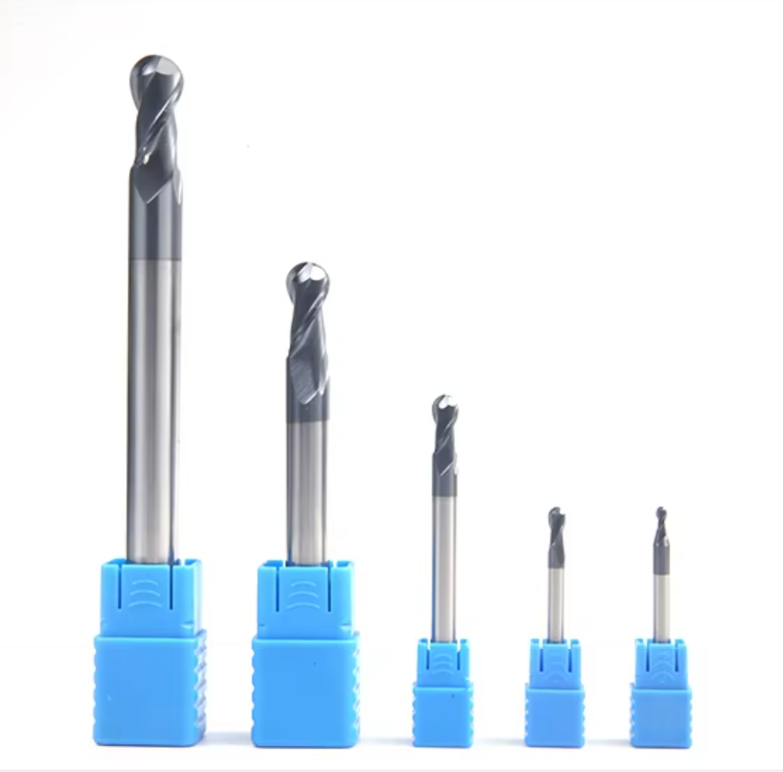 HRC45-HRC65 2-Flute Solid Carbide Ball Nose End Mill for Steel and Mold Steel 1
