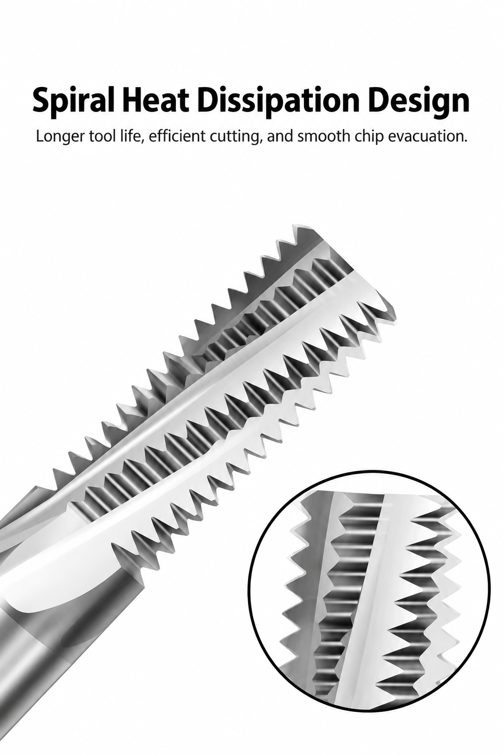 Spiral flute design for solid carbide aluminum thread mill