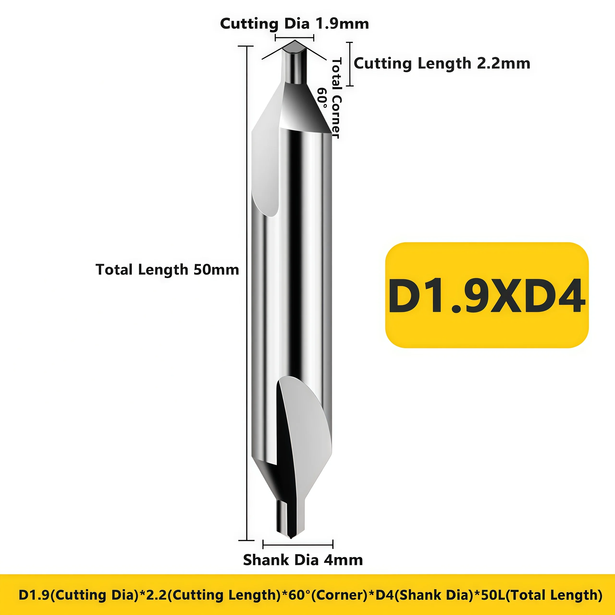 Double-ended coated solid carbide center drill configuration