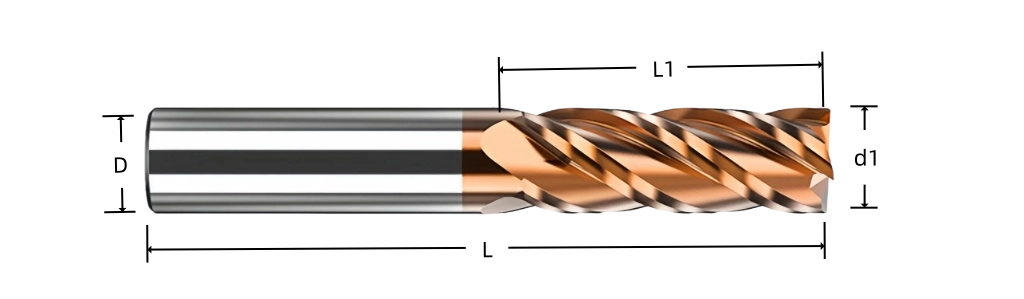 4 flute HRC55 solid carbide square end mill for steel and alloy steel