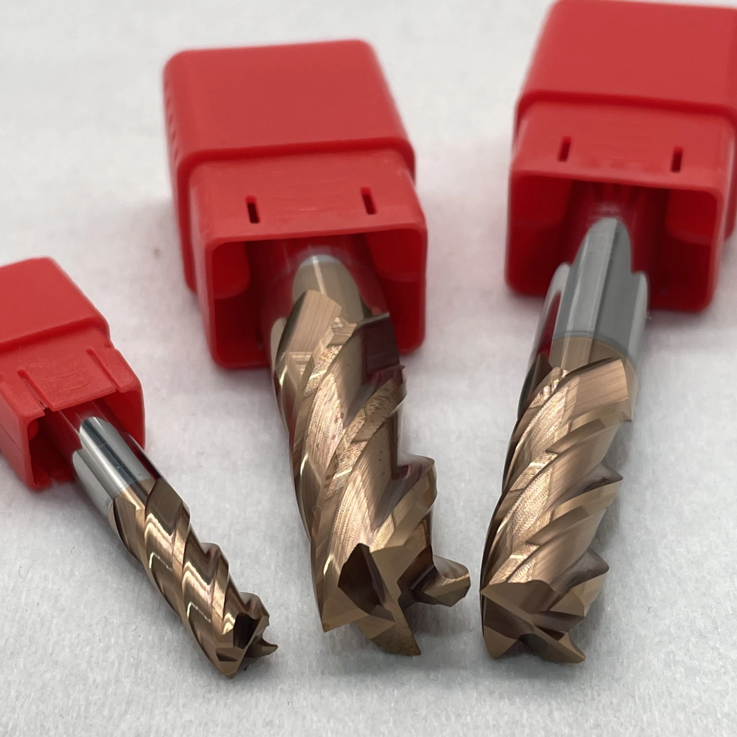 HRC55 4-flute solid carbide square end mills in protective tubes