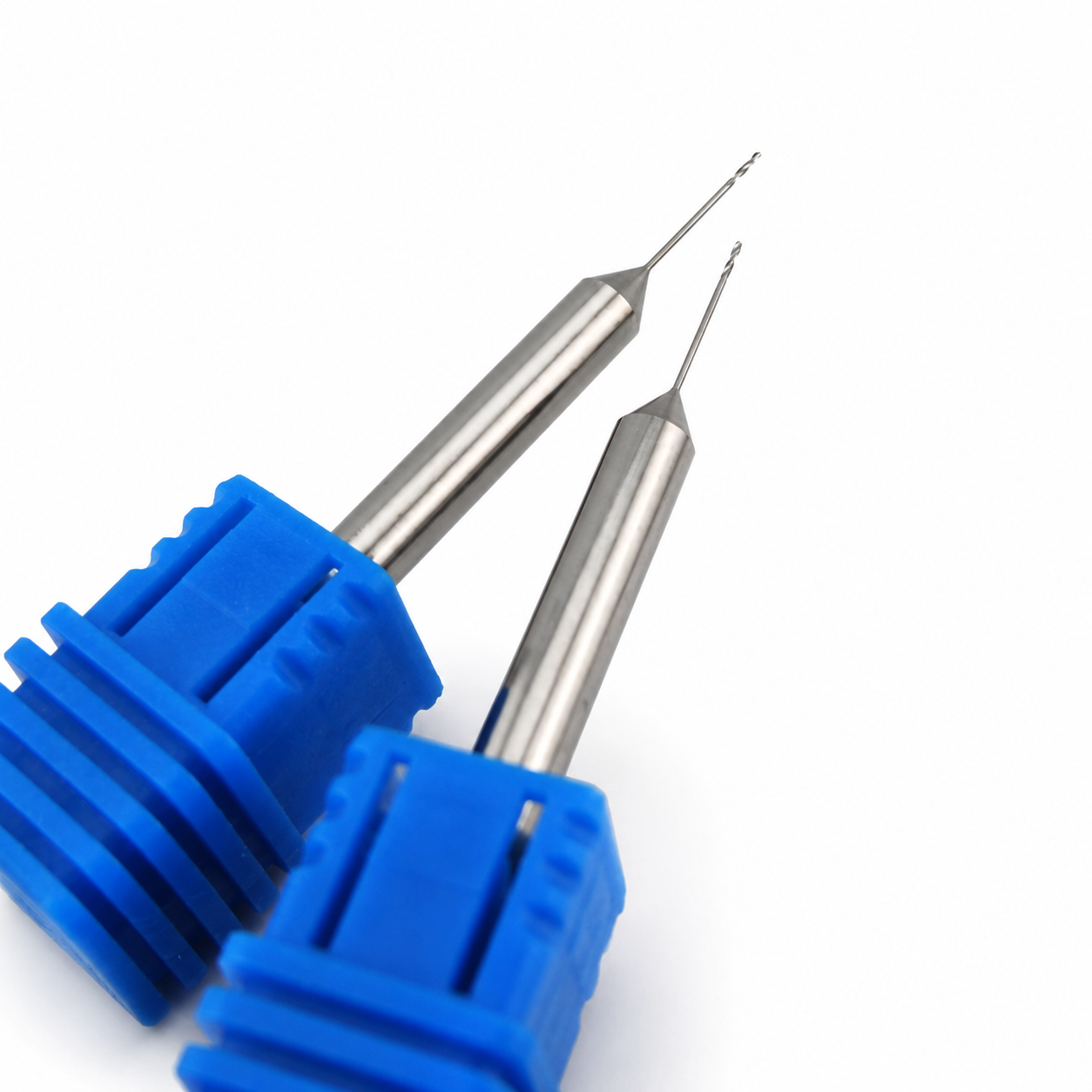 Long-flute micro drill cutting section and reinforced shank