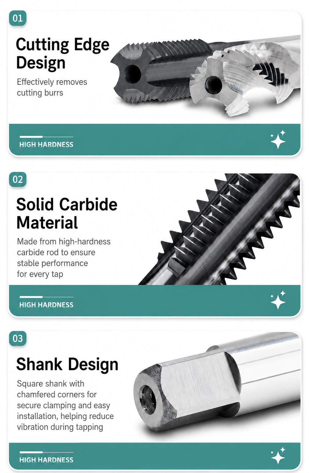 Carbide UNC UNF Thread Machine Taps for Precision Tapping product details 1 Carbide UNC UNF machine tap cutting geometry and product details