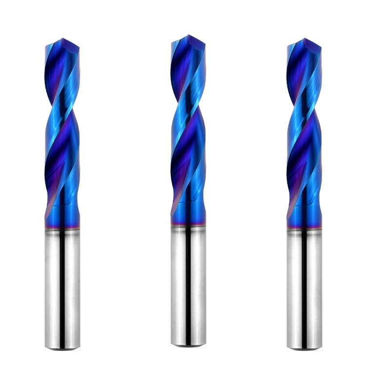 HRC65 2-Flute Through-Coolant Solid Carbide Drill 3pcs