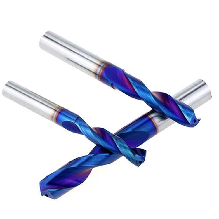 HRC65 2-Flute Through-Coolant Solid Carbide Drill display hy cutting tools