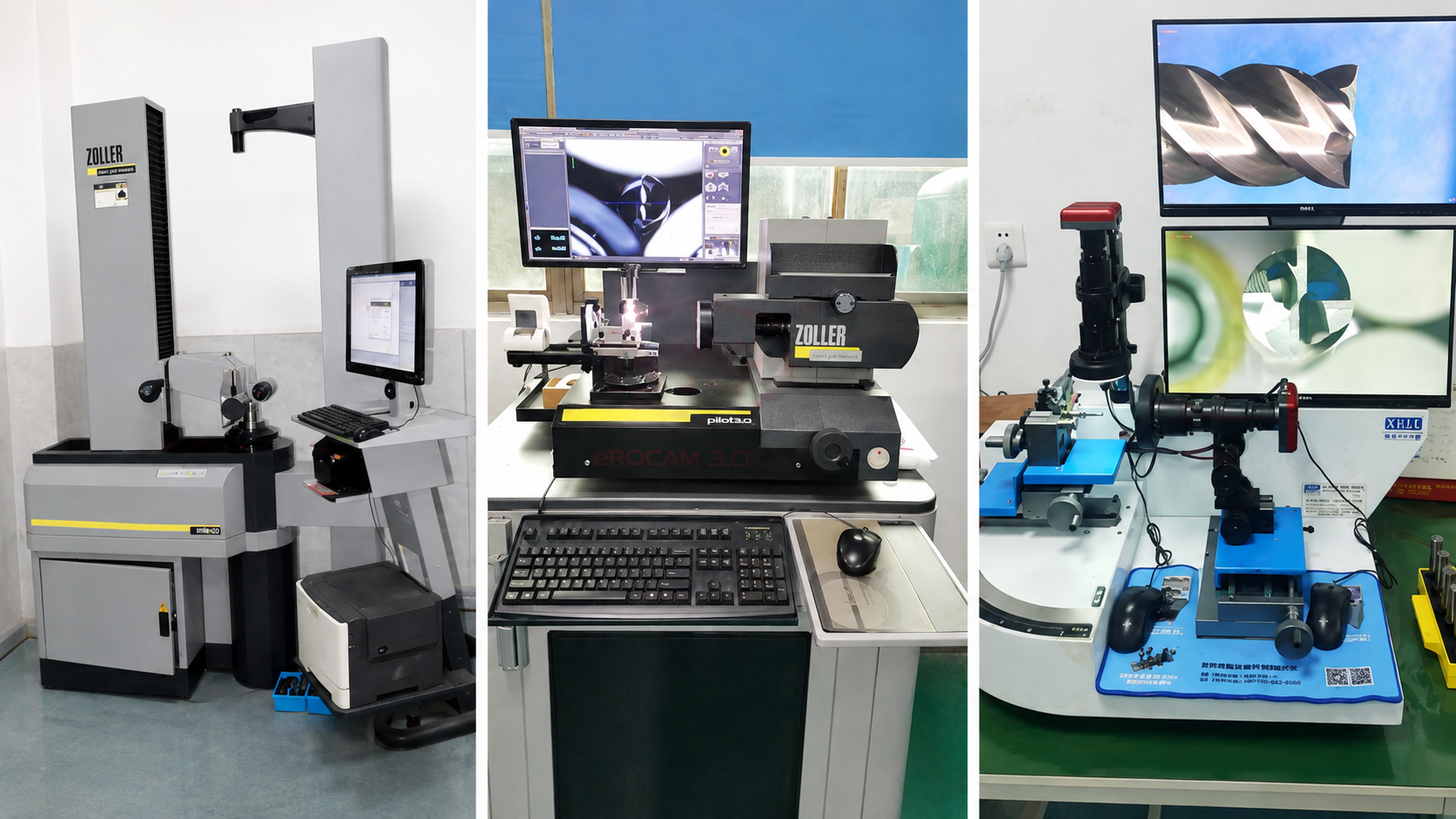Precision cutting tool inspection equipment for dimensional, geometry and cutting-edge verification