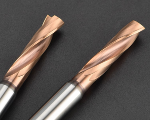 Coated solid carbide flat bottom drill flute detail
