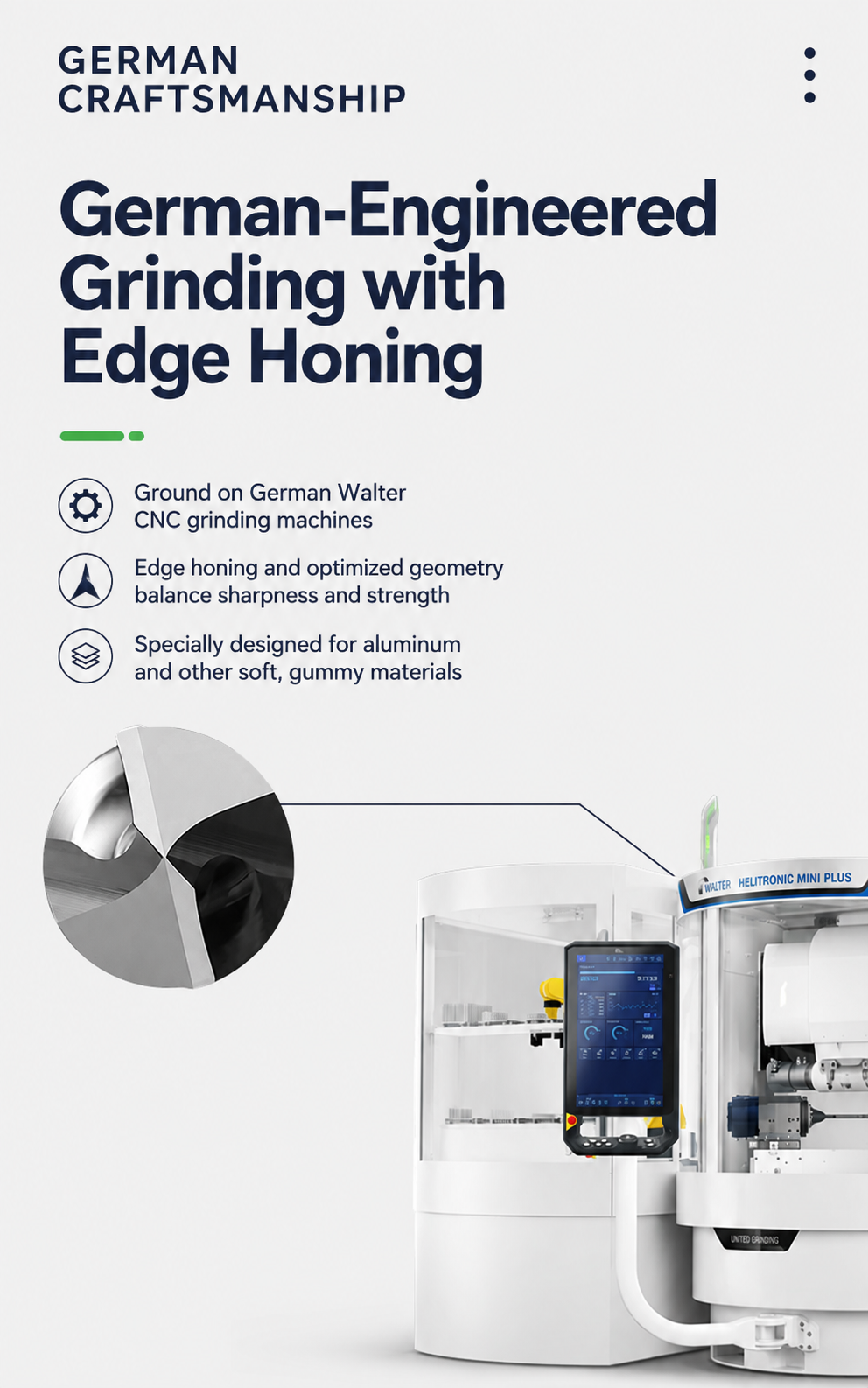 Precision grinding of mirror-polished carbide drill for aluminum