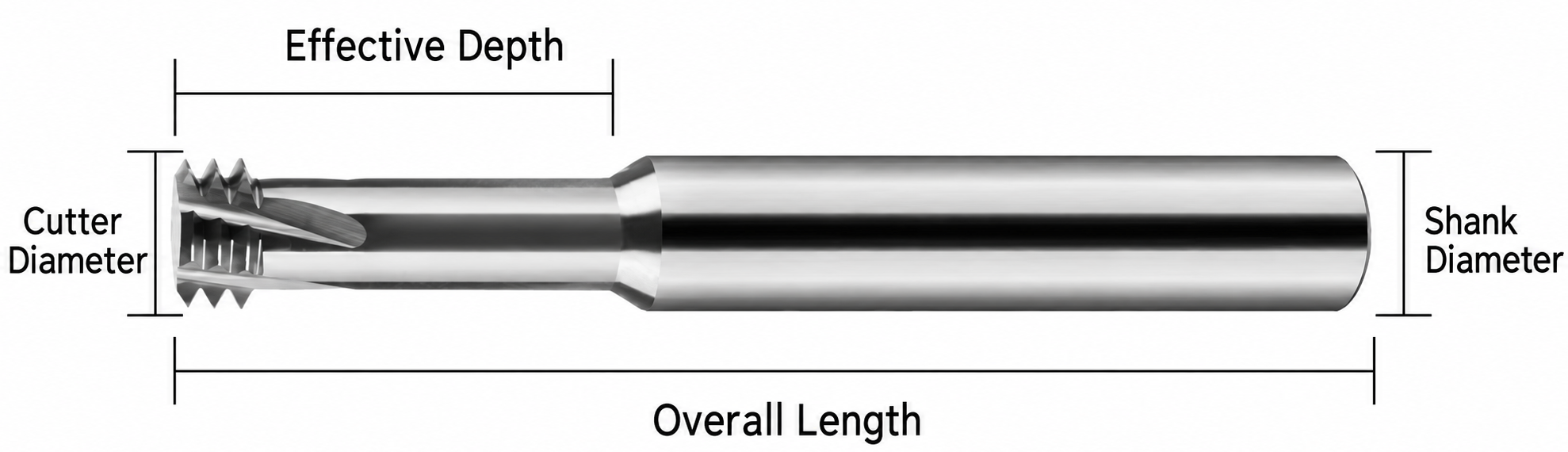 3-tooth solid carbide thread mill for aluminum