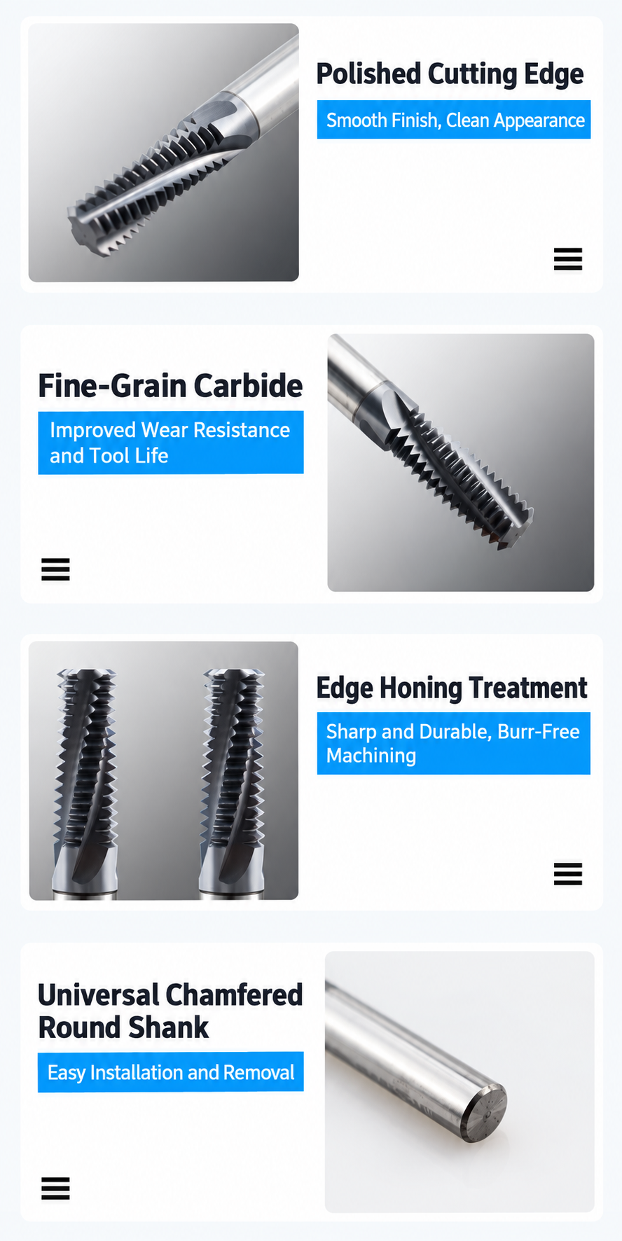Solid Carbide BSP G and BSPT Rc Pipe Thread Mills product details and advantages