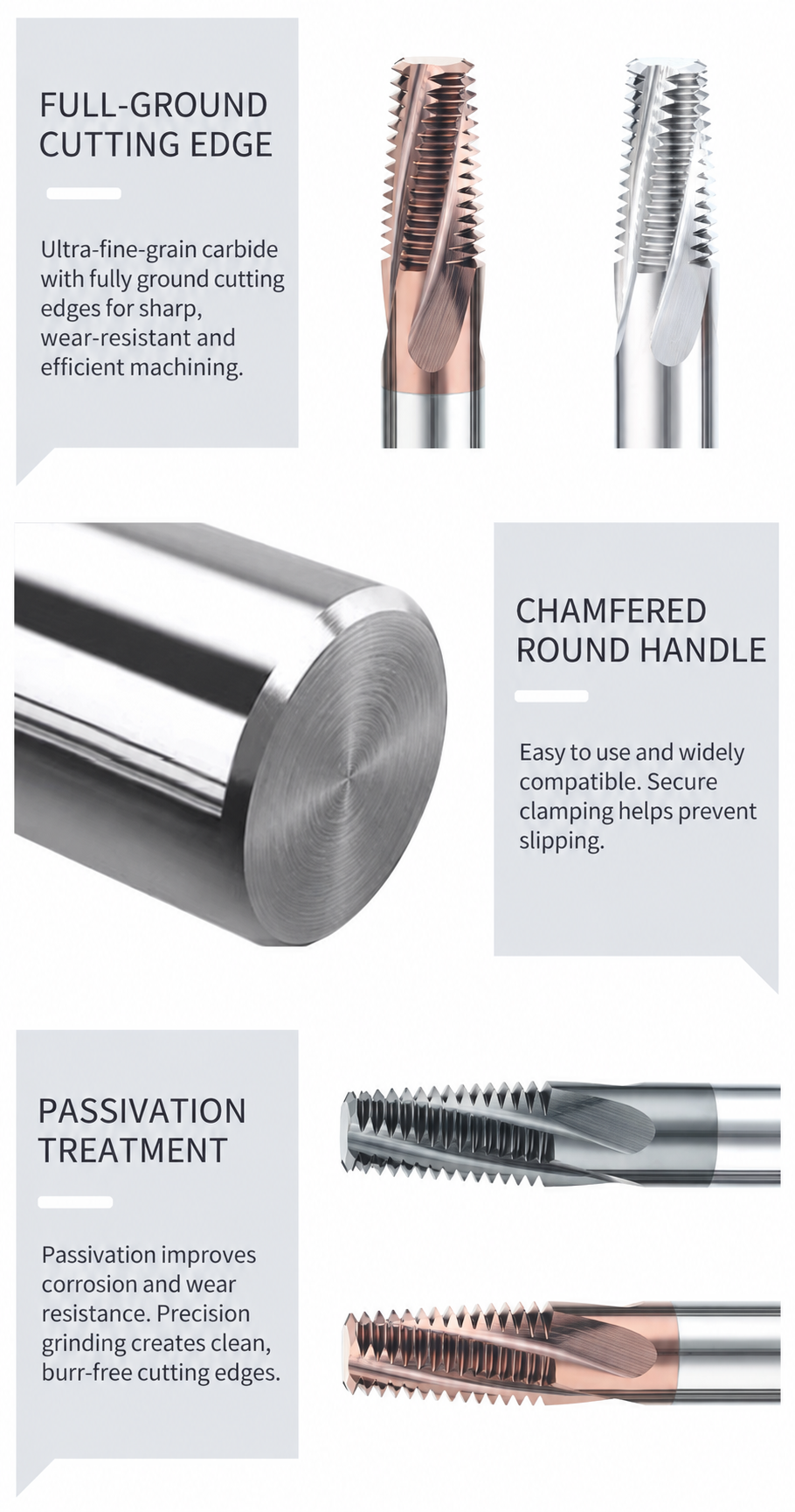 Solid Carbide NPT and NPTF Full-Profile Thread Mills advantages