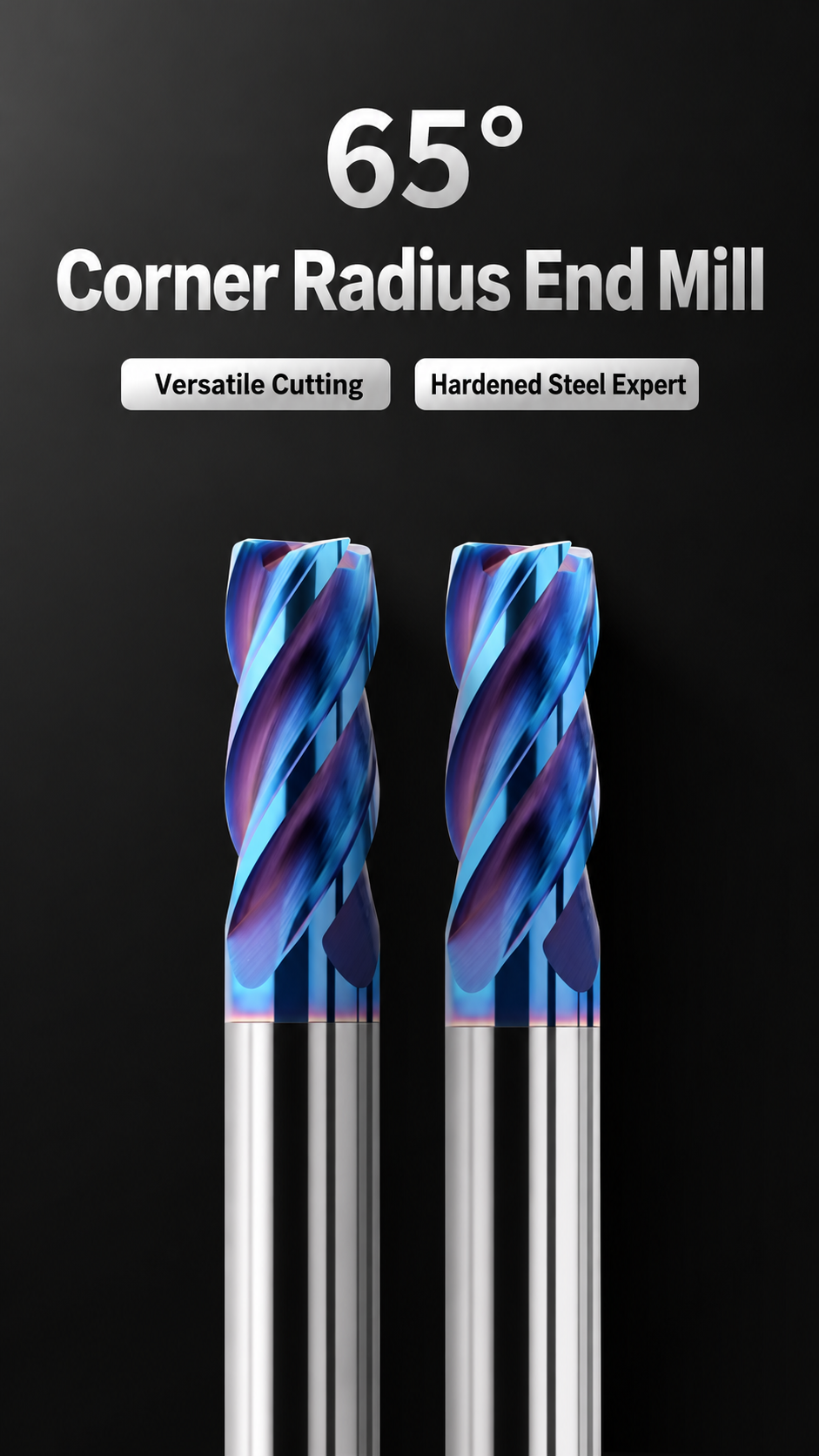HRC65 Solid Carbide Corner Radius End Mill for Hardened Steel 1