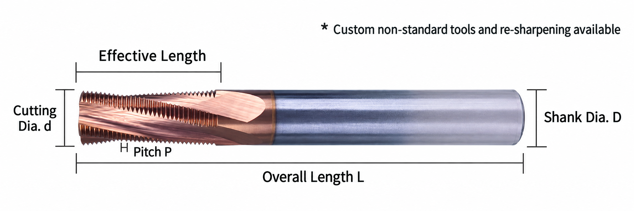 full-profile thread end mill dimension for stainless steel