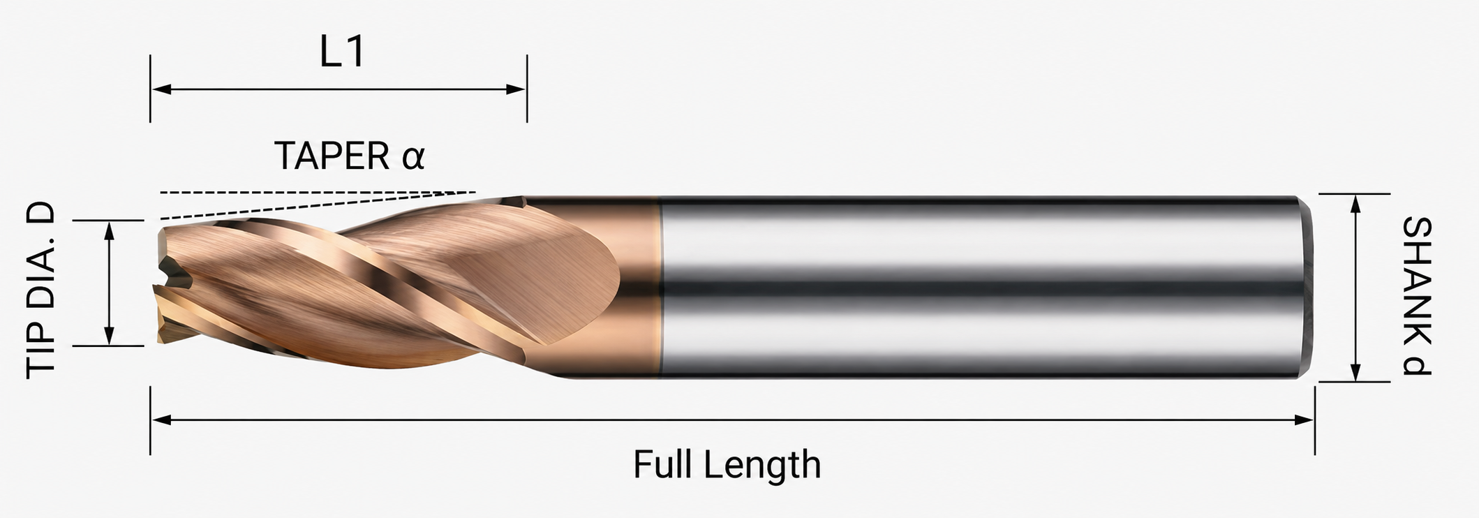square end mill taper end mill dimension