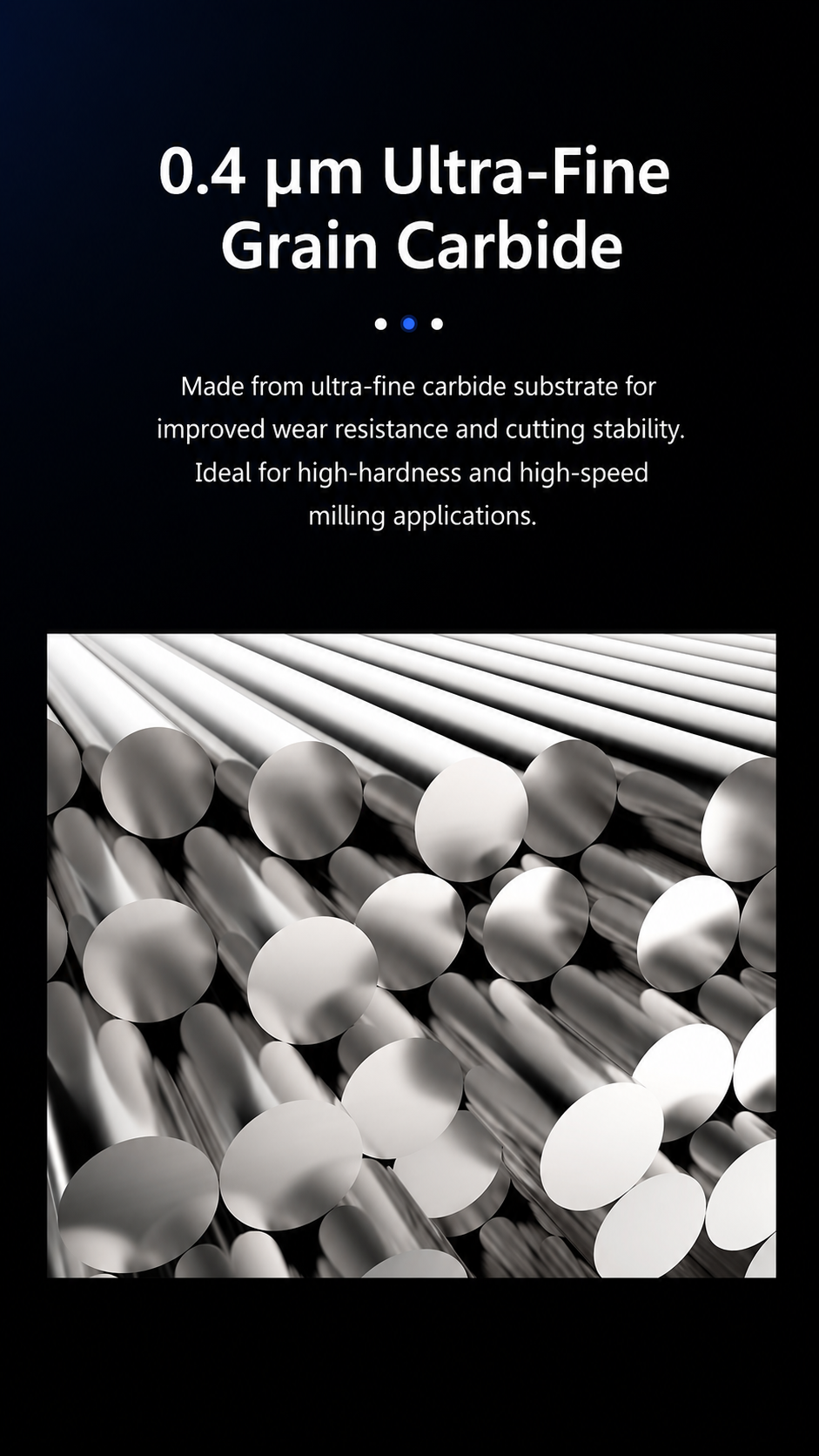 Fine-grain solid carbide substrate used for the tapered square end mill.