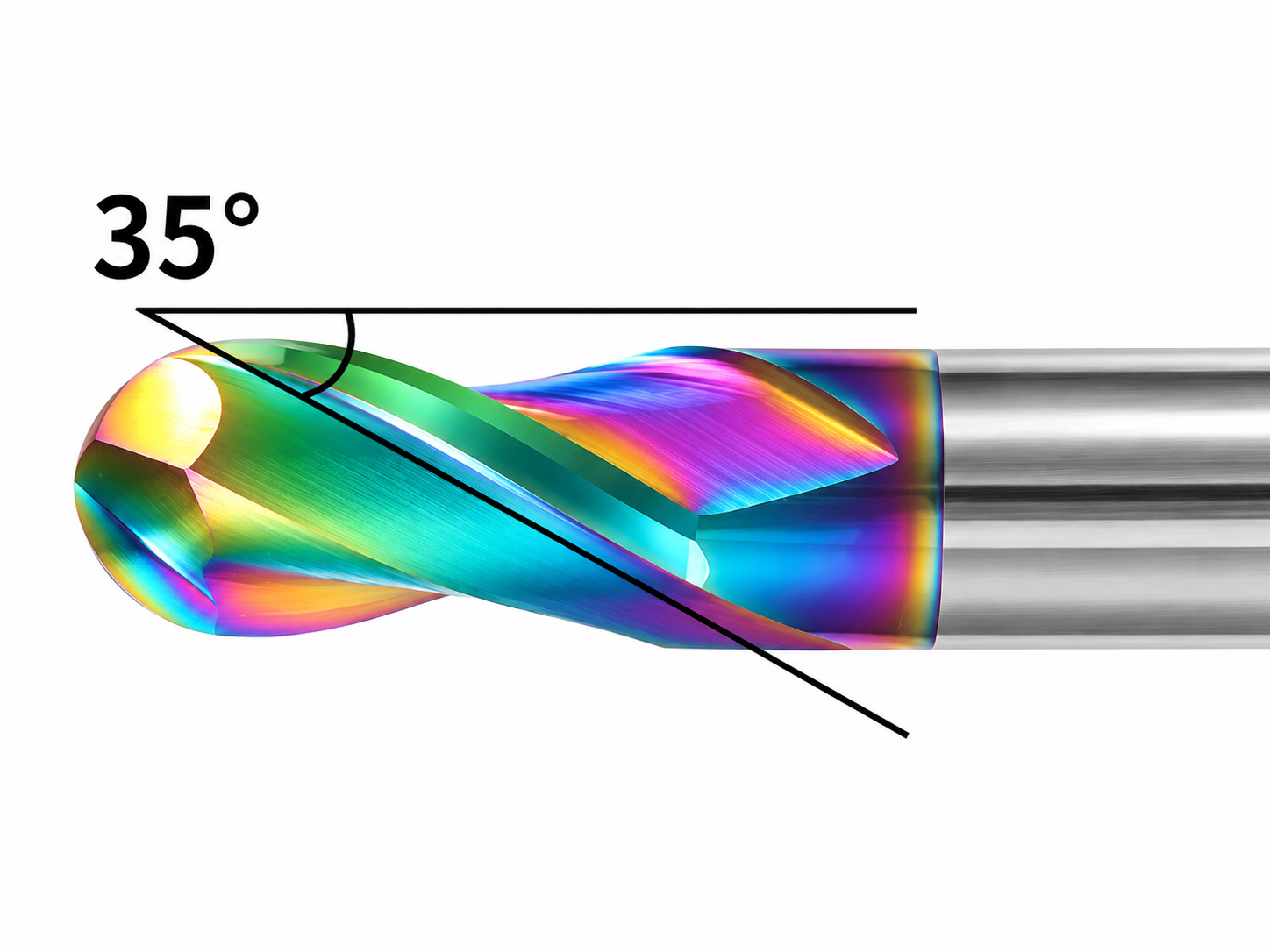 35 degree helix geometry of DLC-coated ball nose end mill for aluminum