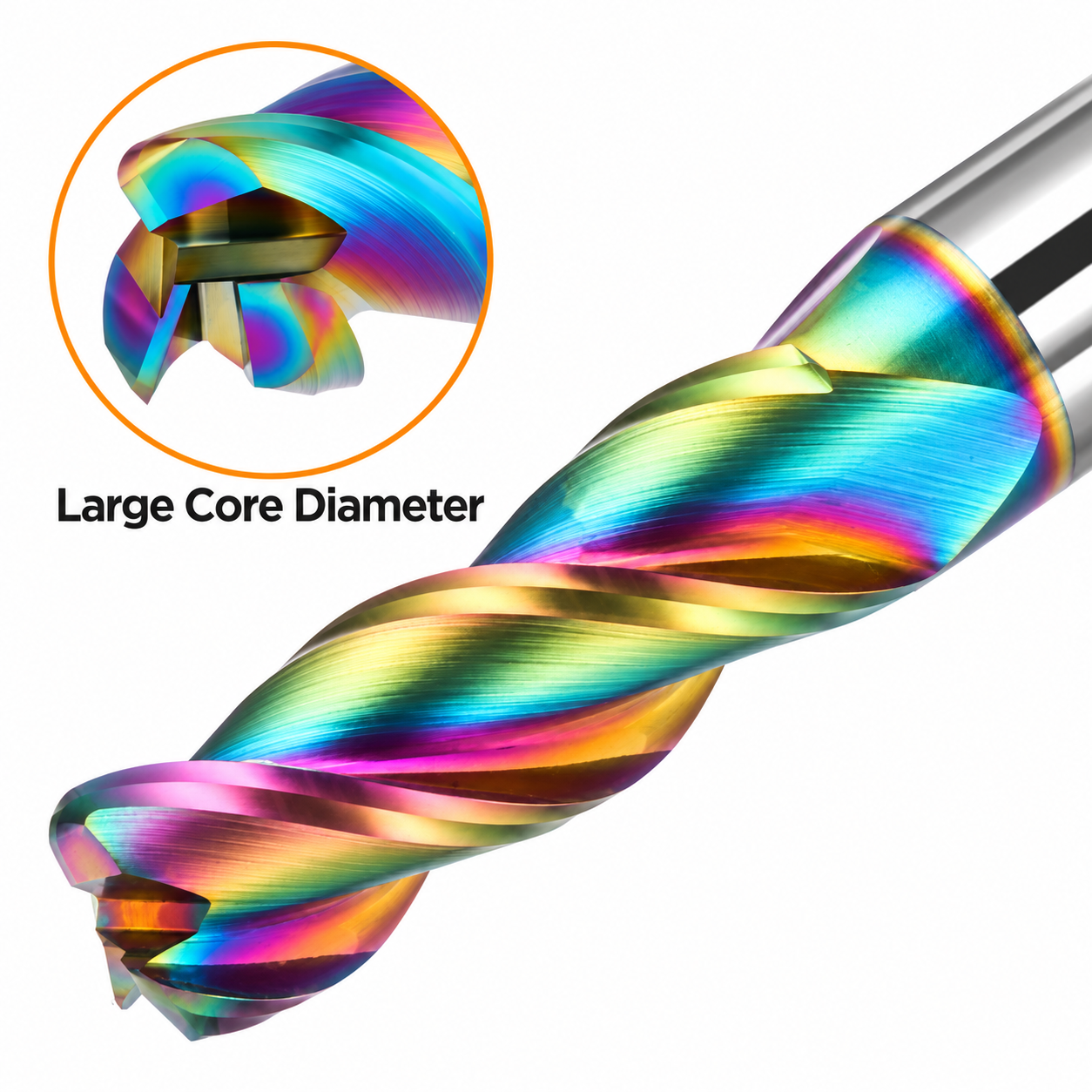 balanced core and flute geometry of carbide end mill