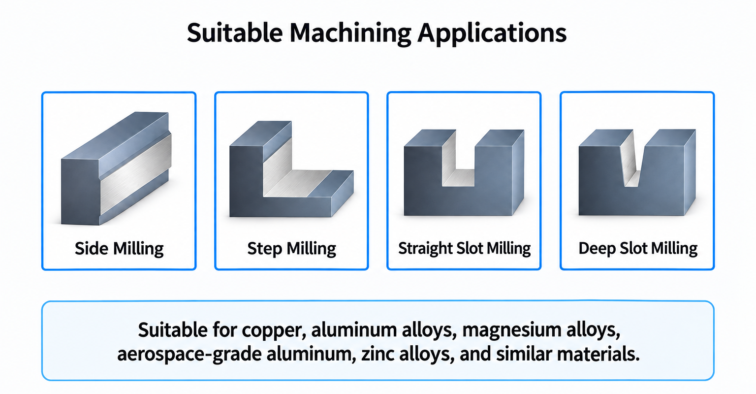 DLC-Coated 3-Flute Solid Carbide Square End Mill for Aluminum suitable application options