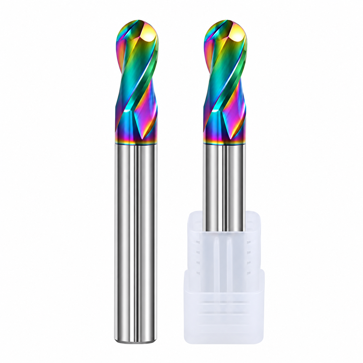 DLC coated carbide ball nose end mill with plastic box